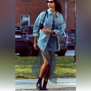 ZARA LACE TRIM DENIM
Straight neck midi dress with spaghetti straps.
Blue|Gray❣️